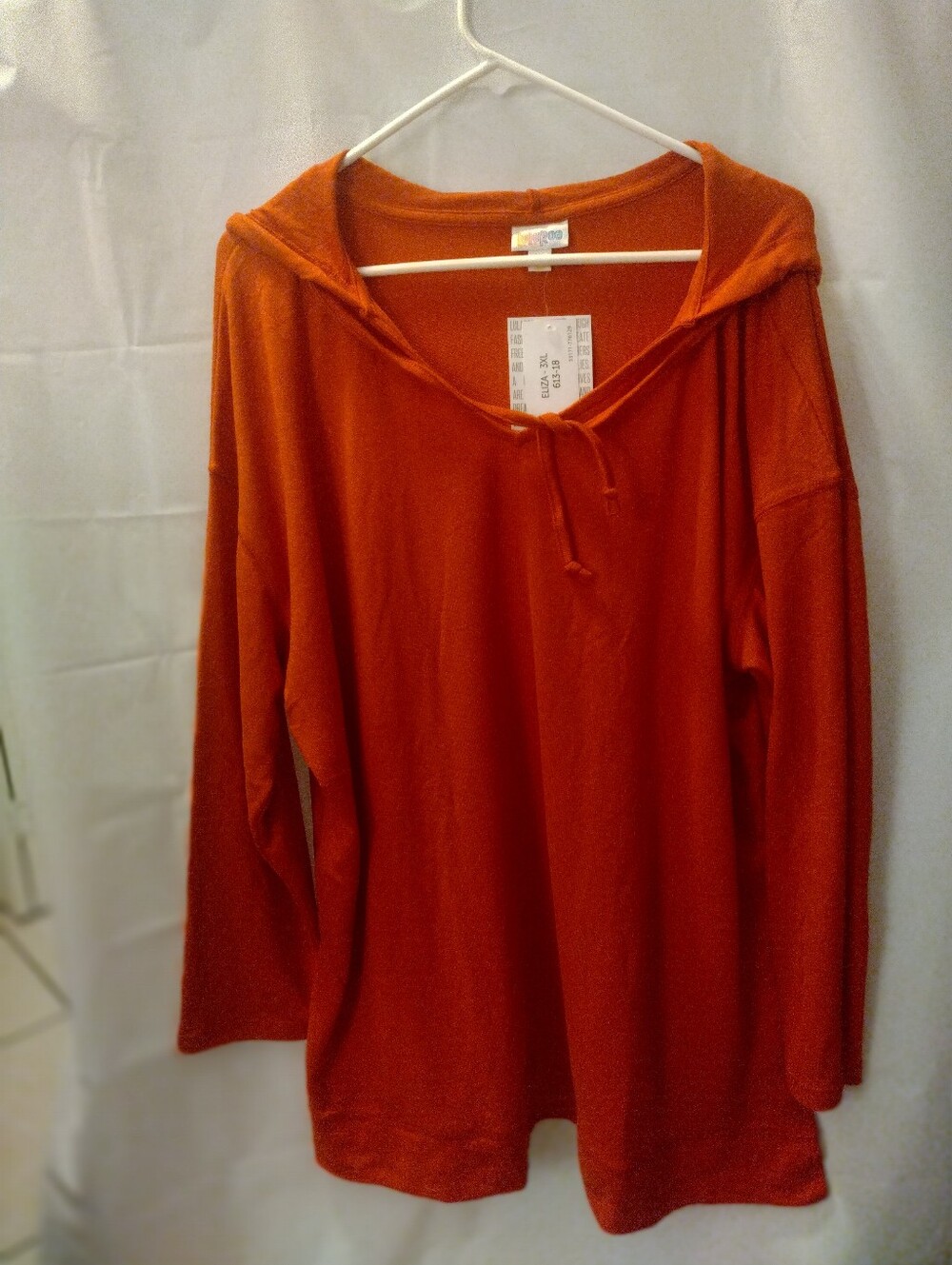 Women’s Lightweight Hooded Tunic Top - Orangey Red New With Tag Sz 3 X